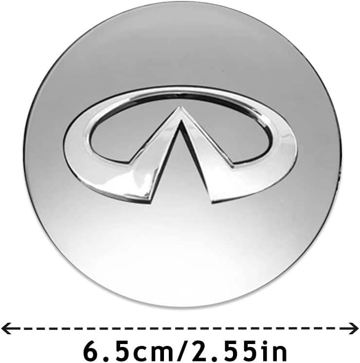 Thcbme 4pcs Wheel Center Caps Sticker for Infiniti, Silver Wheel Center Hub Covers Sticker, 65mm/2.56'' - Image 2